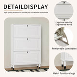 Ancient White MDF Narrow Entryway Shoe Storage Cabinet - Omega Lifestyles