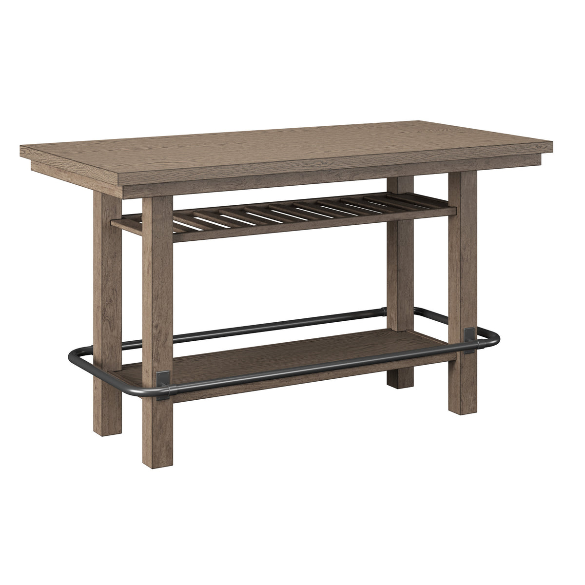 Brown Solid Wood Bar Height Storage Table