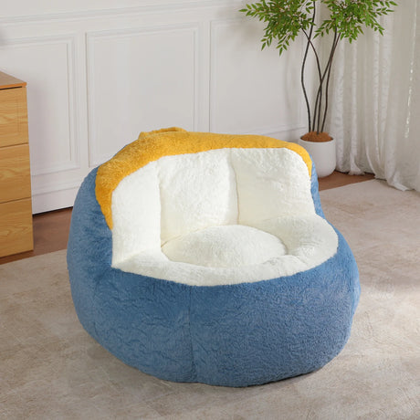 Multicolor Faux Fur Oversized Foam Filled Bean Bag Chair - Omega Lifestyles