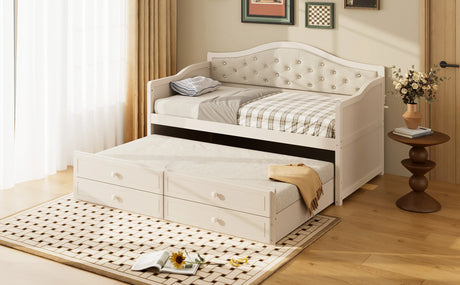 Twin Daybed With Pull-Out Trundle And Storage Drawers - Omega Lifestyles