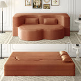 Full Size Plush Corduroy Folding Sofa Bed With Pillows - Omega Lifestyles
