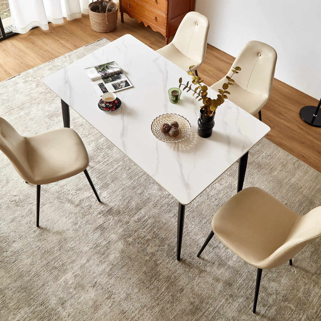 Mid Century Modern 55-Inch Round Sintered Stone Dining Table - Omega Lifestyles