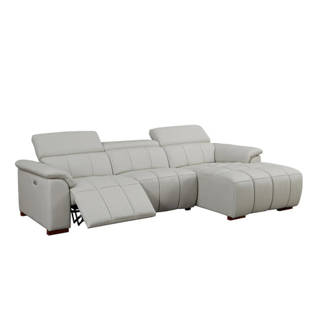 Electric Genuine Leather Reclining R Chaise Sofa With USB Port - Omega Lifestyles