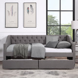 Twin Upholstered Daybed With Two Storage Drawers Gray