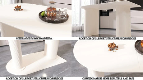 Modern Cream MDF Dining Table And PU Armless Chair Set - Omega Lifestyles