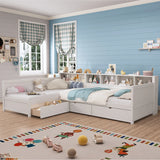 Twin Wood L-Shape Daybed With Storage Drawers - Omega Lifestyles