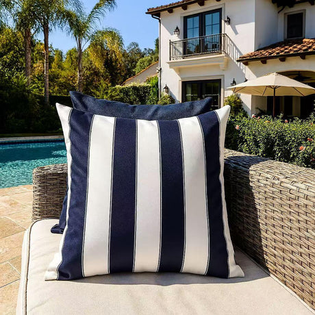 Outdoor Navy Weather Resistant Polyester Throw Pillow 20x20 - Omega Lifestyles