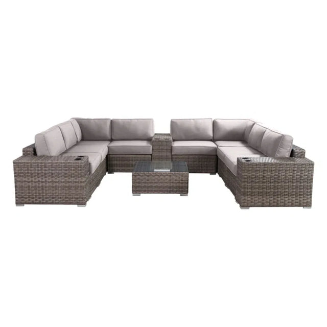 12-Piece Fully Assembled Outdoor Rattan Wicker Patio Seating Set - Omega Lifestyles