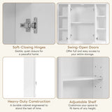 Modern White Wall Mounted Medicine Cabinet With Adjustable Shelves - Omega Lifestyles