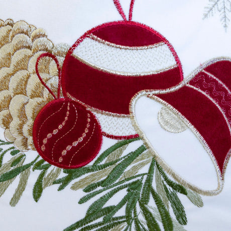 White 20x20 Embroidered Christmas Velvet Throw Pillow - Omega Lifestyles
