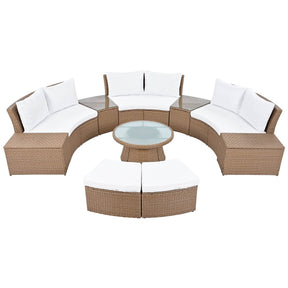 10-Piece Outdoor White PE Rattan Patio Sofa Set - Omega Lifestyles