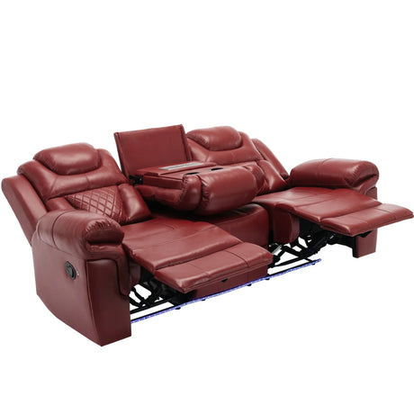 Manual Recliner Chair Faux Leather With LED Light Strip - Omega Lifestyles