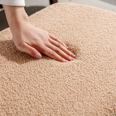 Camel Faux Fur Storage Ottoman Bench With Gold Legs - Omega Lifestyles