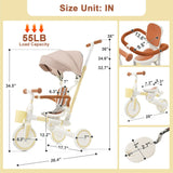 7-in-1 Multifunctional Aluminum Toddler Tricycle With Canopy - Omega Lifestyles