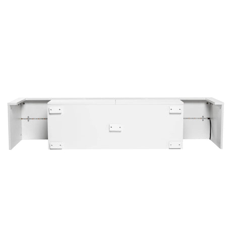 White Particle Board TV Stand With LED Lighting - Sleep Galleria