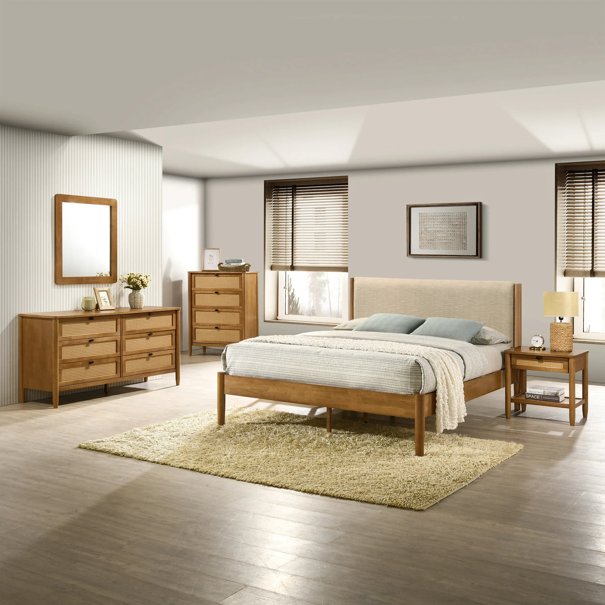 Vichy 5-Piece Queen Rubberwood Bedroom Set - Omega Lifestyles