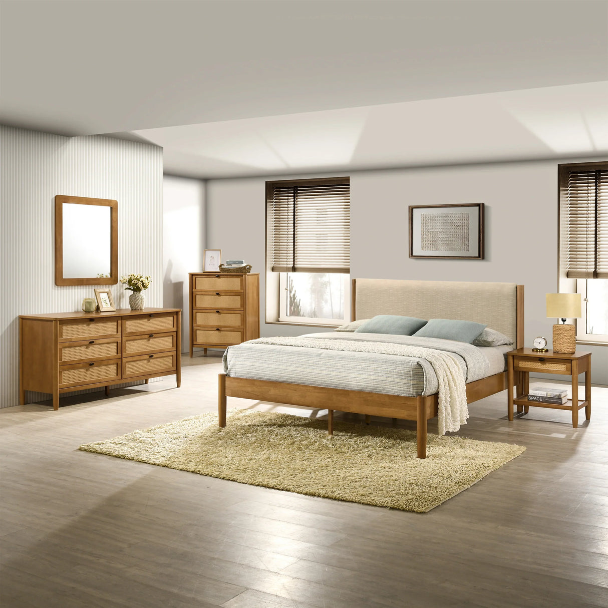 Vichy 5-Piece Queen Rubberwood Bedroom Set - Omega Lifestyles