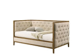 Transitional Twin Mattress Ready Natural Oak Fabric Daybed - Omega Lifestyles