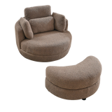 Oversized Modern Swivel Fabric Lounge Chair With Ottoman - Omega Lifestyles