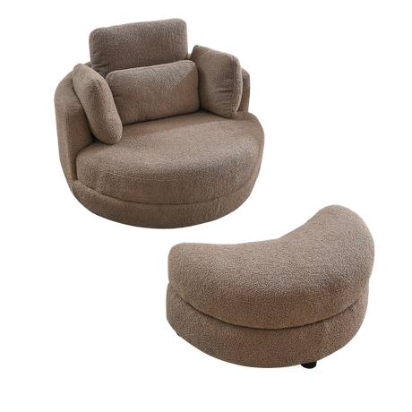 Oversized Modern Swivel Fabric Lounge Chair With Ottoman - Omega Lifestyles