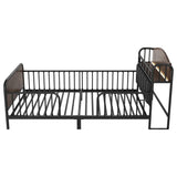Twin Metal Platform Bed Frame With Upholstered Headboard And LED Light - Omega Lifestyles