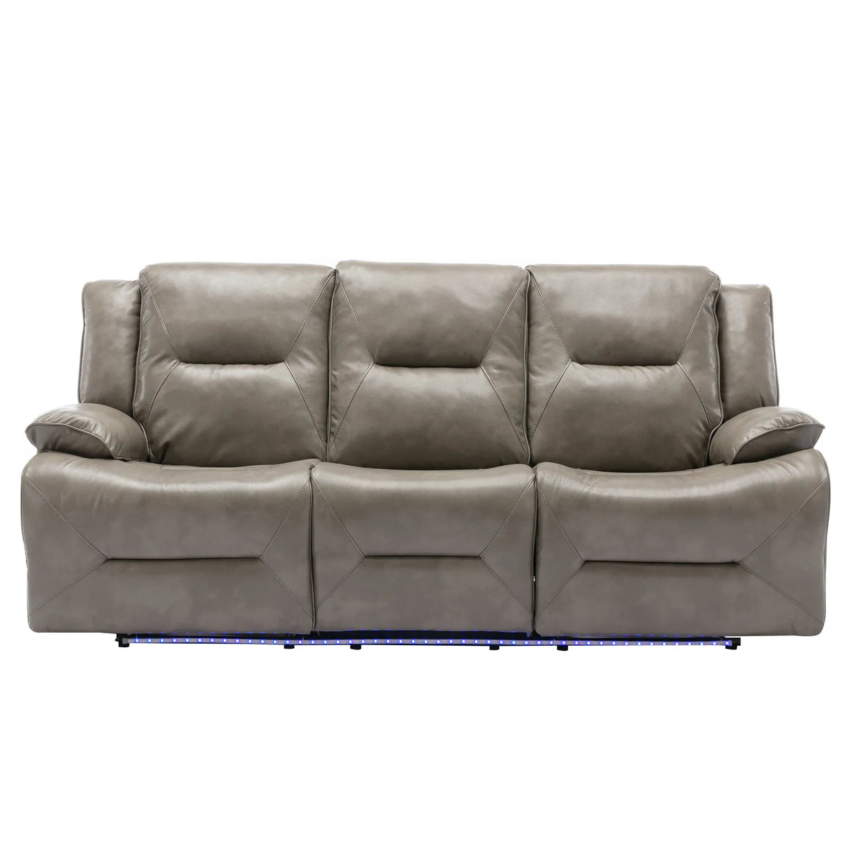 Modern 3-Seater Grey Leather Gel Recliner Chair With LED Light - Omega Lifestyles