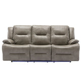 Modern 3-Seater Grey Leather Gel Recliner Chair With LED Light - Omega Lifestyles