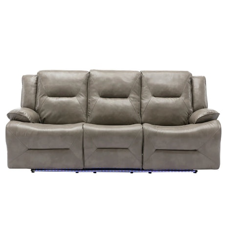 Modern 3-Seater Grey Leather Gel Recliner Chair With LED Light - Omega Lifestyles