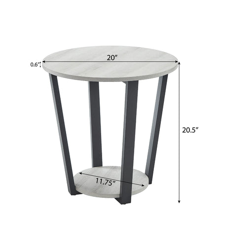 Contemporary Round MDF End Table With Shelf - Omega Lifestyles