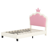 Twin Upholstered Princess Platform Bed With Crown Headboard - Omega Lifestyles