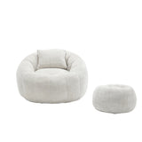 Ergonomic Chenille Foam-Padded Round Chair With Ottoman - Omega Lifestyles