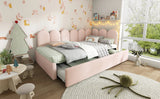 Pink Velvet Twin Daybed With Pull-Out Trundle Bed - Omega Lifestyles