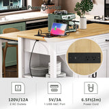 47-Inch Extendable Rubber Wood Veneer Kitchen Island - Omega Lifestyles