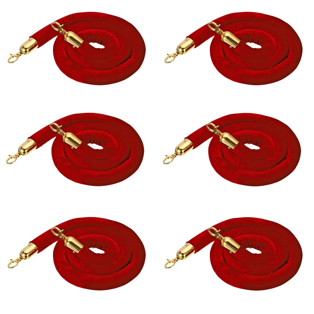 Set of 8 Stainless Steel Gold Velvet Rope Posts - Omega Lifestyles