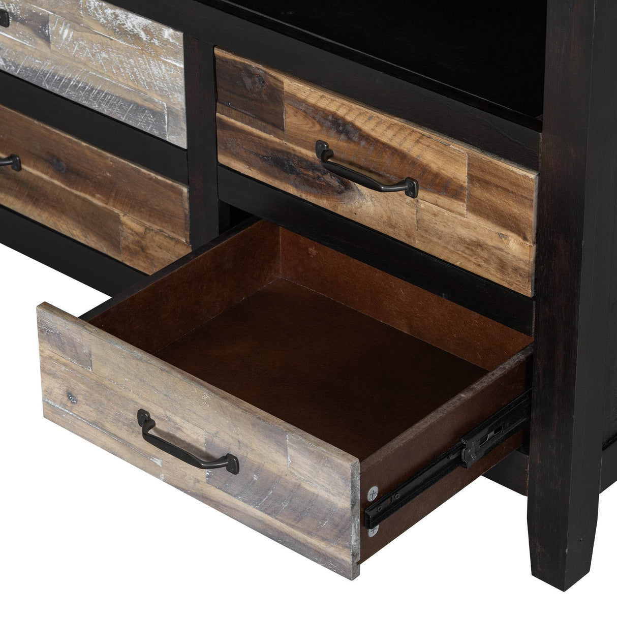 Retro Distressed Solid Wood TV Stand With Drawers - Omega Lifestyles
