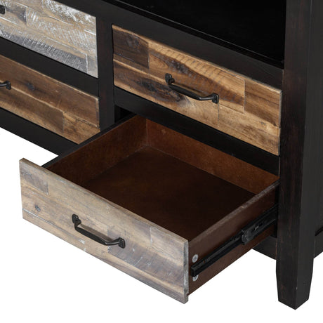 Retro Distressed Solid Wood TV Stand With Drawers - Omega Lifestyles