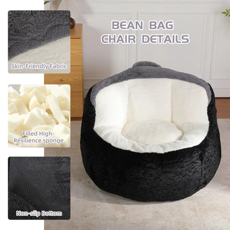 Multicolor Faux Fur Oversized Foam-Filled Bean Bag Chair - Omega Lifestyles