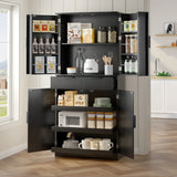 Fluted Freestanding Kitchen Pantry Cabinet With Drawers - Omega Lifestyles