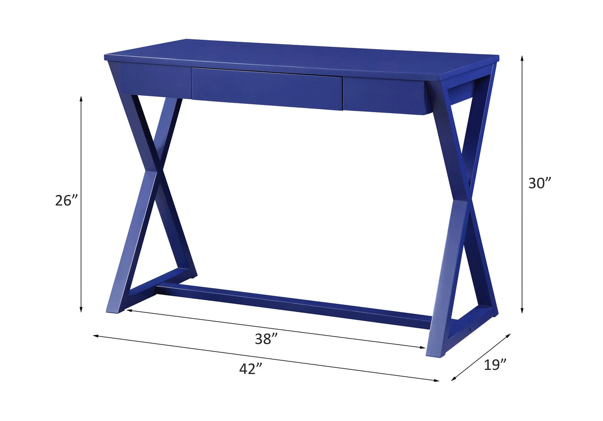 Twilight Blue Synthetic Wood Writing Desk With Drawer - Omega Lifestyles