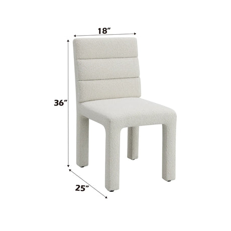 Set of 2 Beige Boucle Plywood Armless Side Chairs - Omega Lifestyles