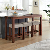 4-Piece Cherry Wood Bar Table Set With Power Outlets - Omega Lifestyles