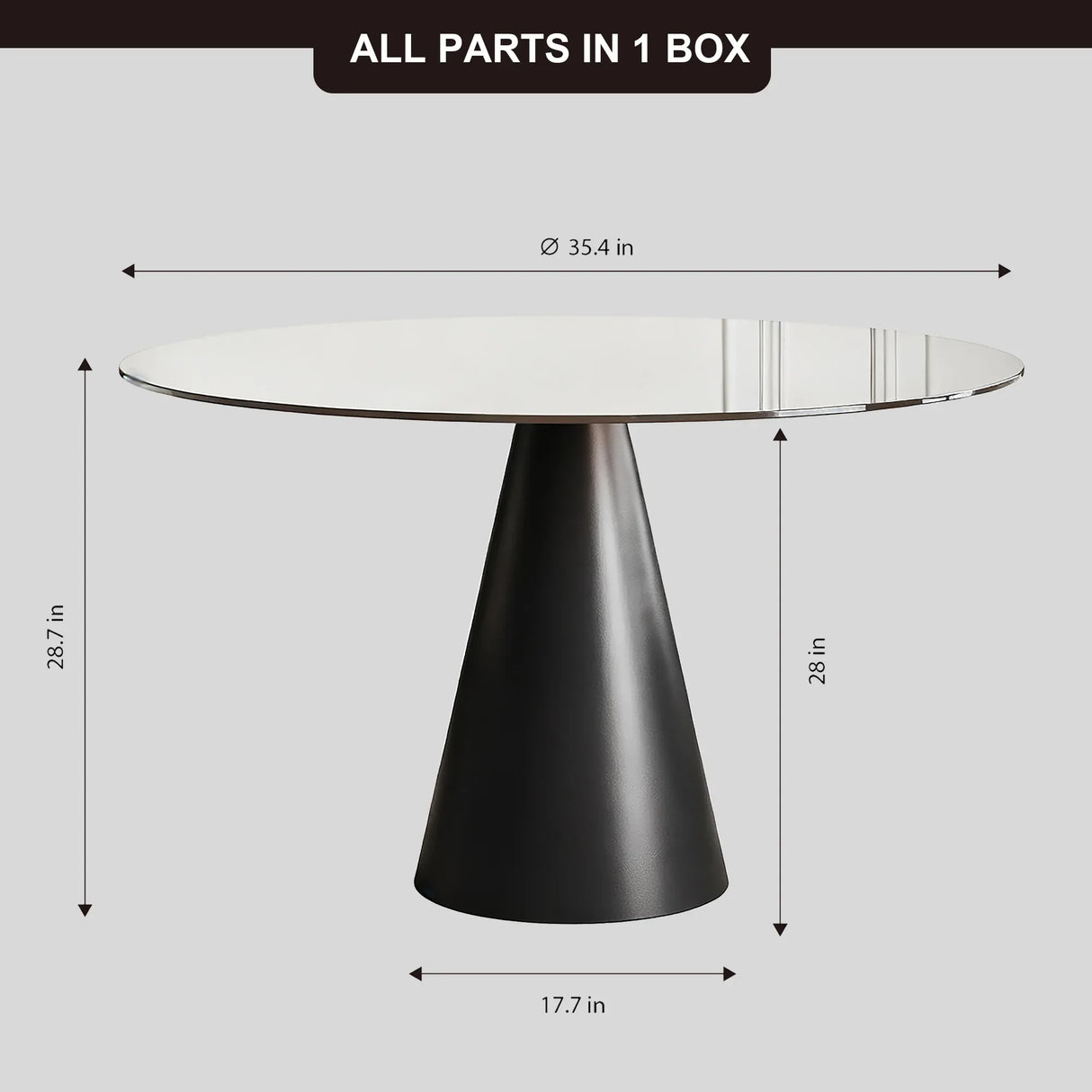35-Inch Round Tempered Glass Metal Base Dining Table - Omega Lifestyles