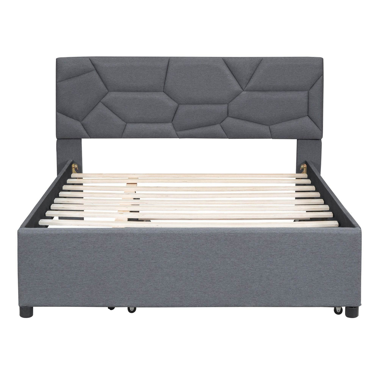 Full Upholstered Platform Bed With Twin Trundle - Omega Lifestyles