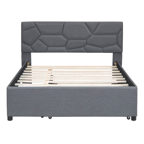 Full Upholstered Platform Bed With Twin Trundle - Omega Lifestyles
