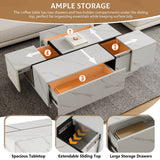 Modern White MDF Sliding Top Coffee Table With Storage - Sleep Galleria