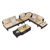 Diamond Weave Outdoor Sectional Furniture Set With Cushions - Omega Lifestyles