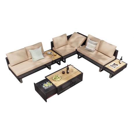 Diamond Weave Outdoor Sectional Furniture Set With Cushions - Omega Lifestyles