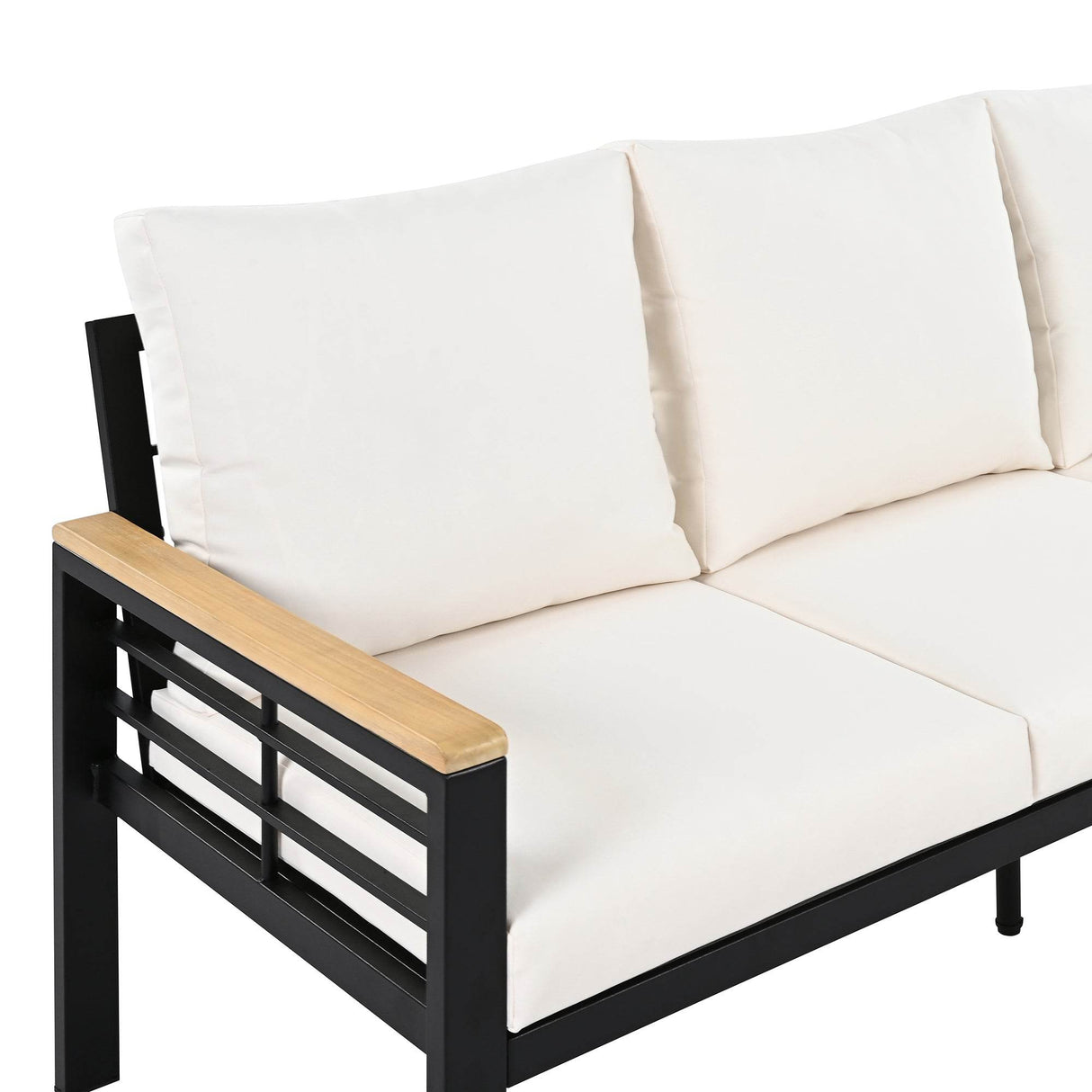 5-Piece Acacia Wood Iron Frame Patio Furniture Set - Omega Lifestyles