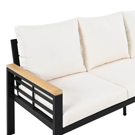 5-Piece Acacia Wood Iron Frame Patio Furniture Set - Omega Lifestyles