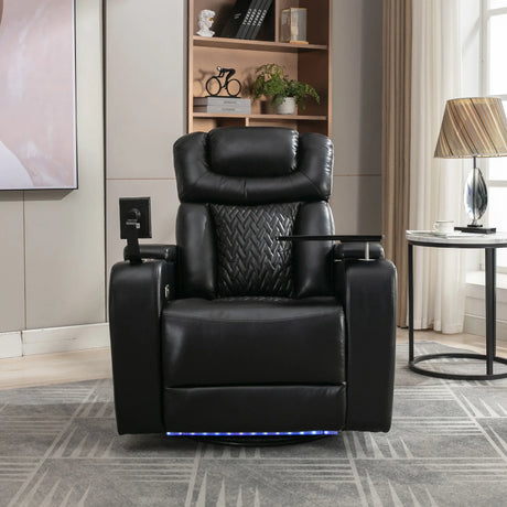 Power Reclining PU Leather Home Theater Recliner Chair - Omega Lifestyles